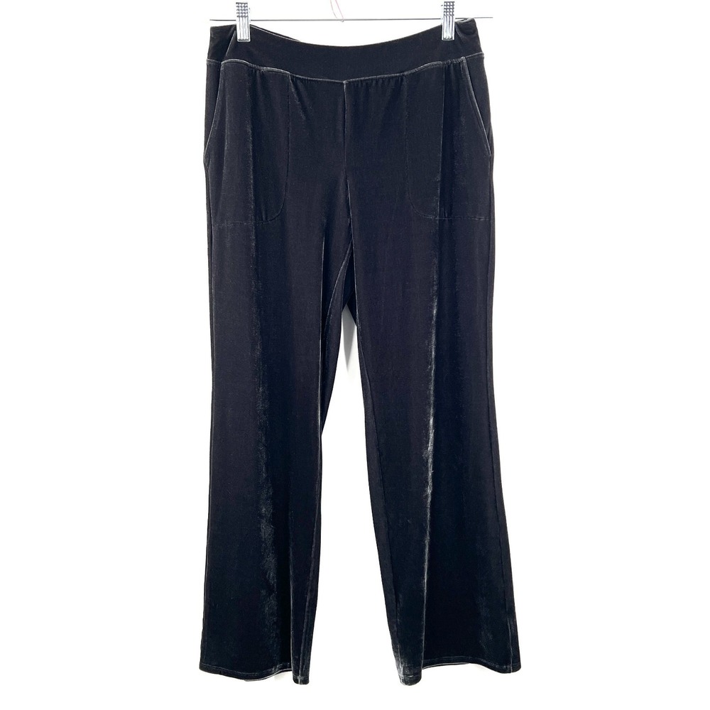 Soma Gray Silver Velvet Trouser Pants wide leg comfy fancy whimsigoth boho S‎
